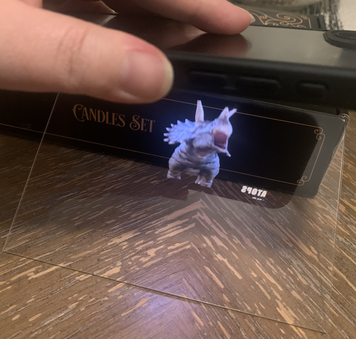 Tried Pepper’s Ghost–style 3D reflections: Triceratops, Brontosaurus, Jellyfish (all worked clearly)- a potential ProtoPie insight reflection.